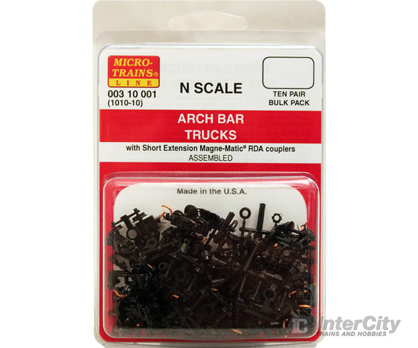 Micro Trains 310001 Arch Bar Trucks - With Short Extended #1010 Couplers (Black) 10 Pairs &
