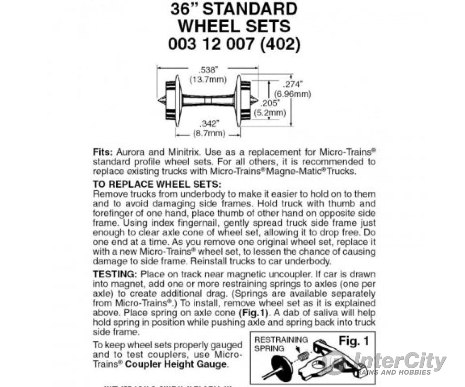 Micro Trains 312007 36’ Standard Wheelsets (Nonmagnetic) - Black Axles Pkg(48) Parts