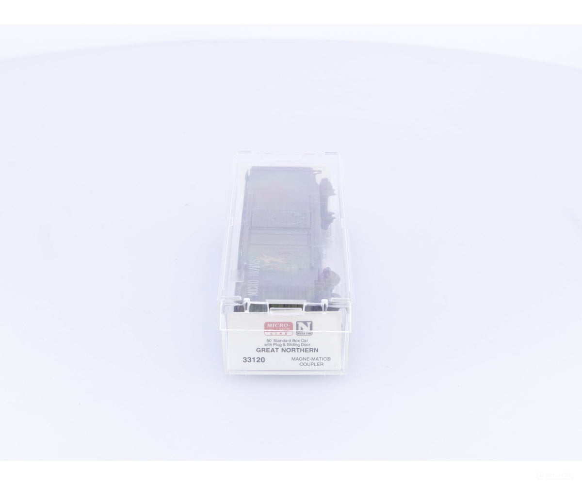 Micro Trains 33120 N 50’ Standard Box Car Plug and Sliding Door Weathered Great Northern (GN) 36263 - Freight Cars