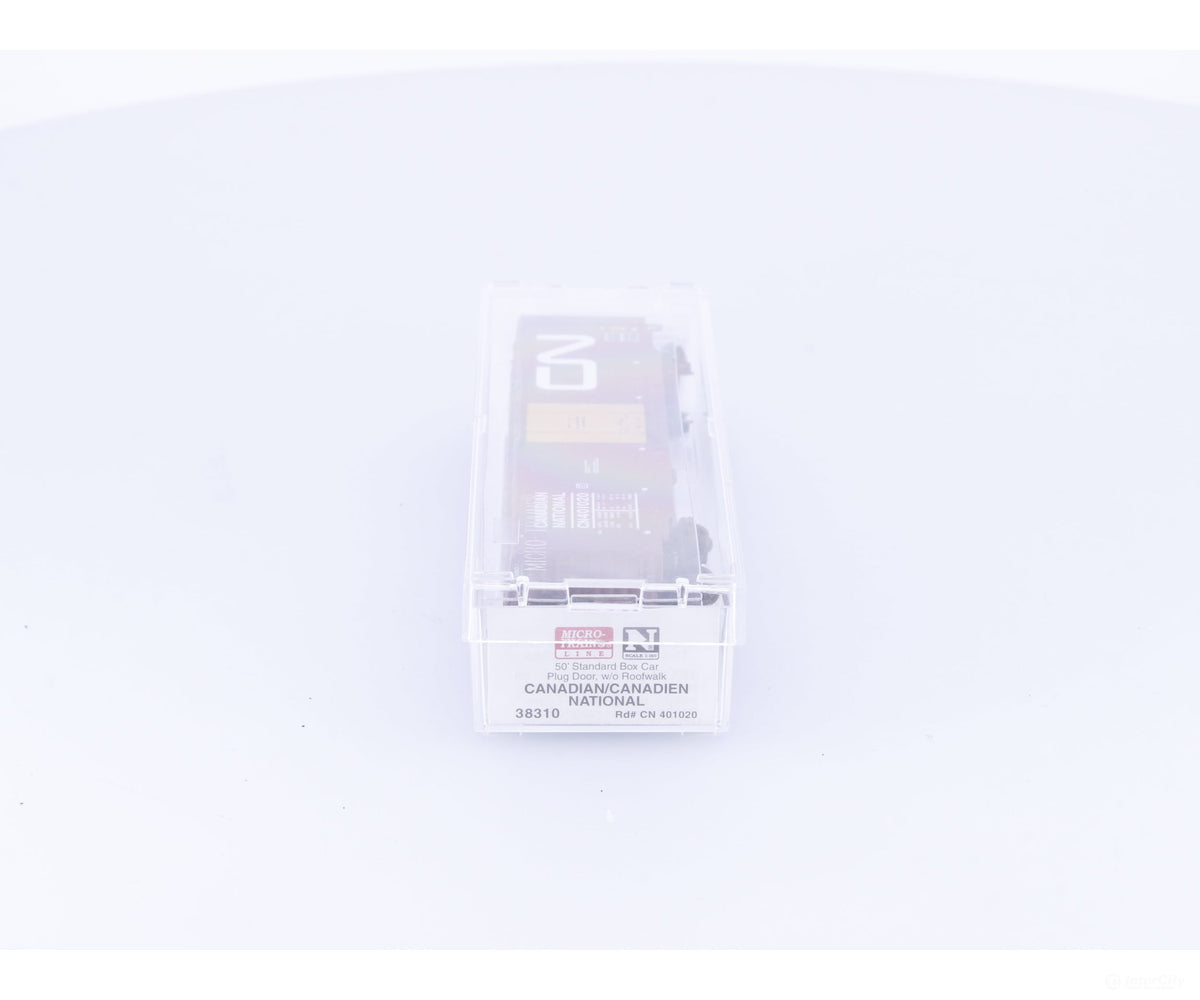 Micro Trains 38310 N 50’ Plug Door Box Car w/o roofwalk #2 Canadian National (CN) 401020 - Freight Cars
