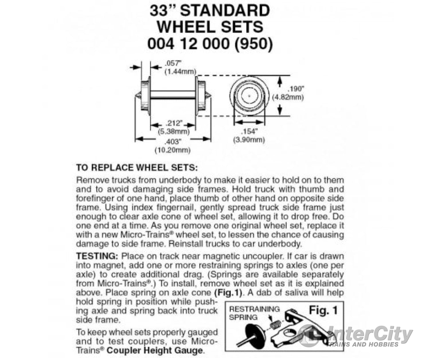 Micro Trains 412000 Wheelsets - 33 Diameter Axles Pkg(12) Couplers & Trucks