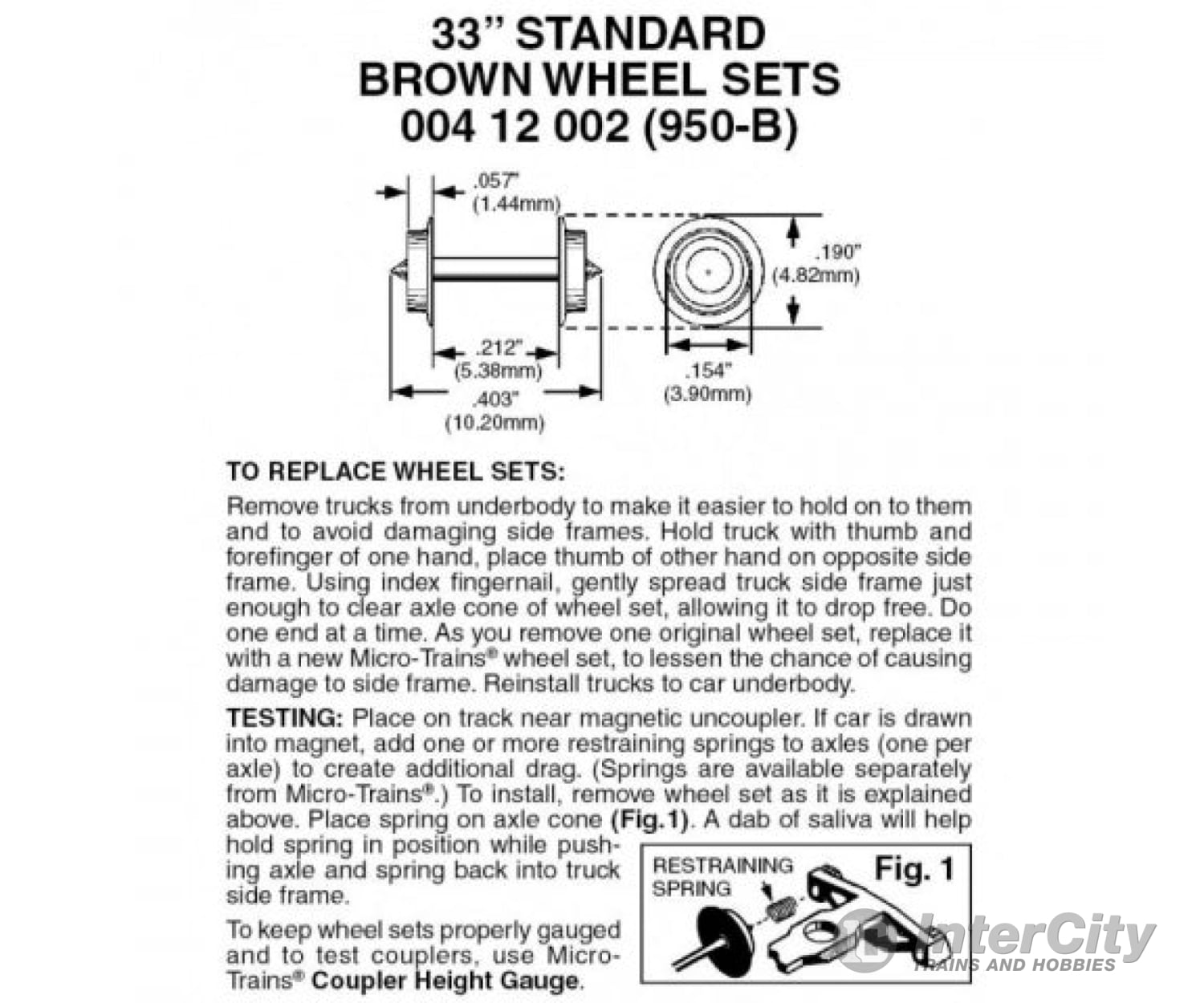 Micro Trains 412002 Wheelsets - 33 Diameter Axles (Brown) Pkg(12) Couplers & Trucks