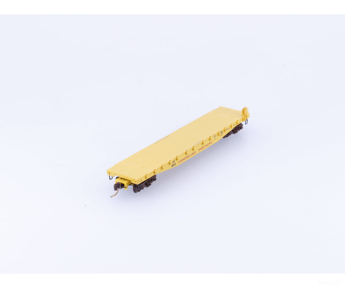 Micro Trains 45070 N 50’ Flat car Fishbelly Side w/Side Mount Brake Wheel #3 Union Pacific (UP) 58522 - Freight Cars