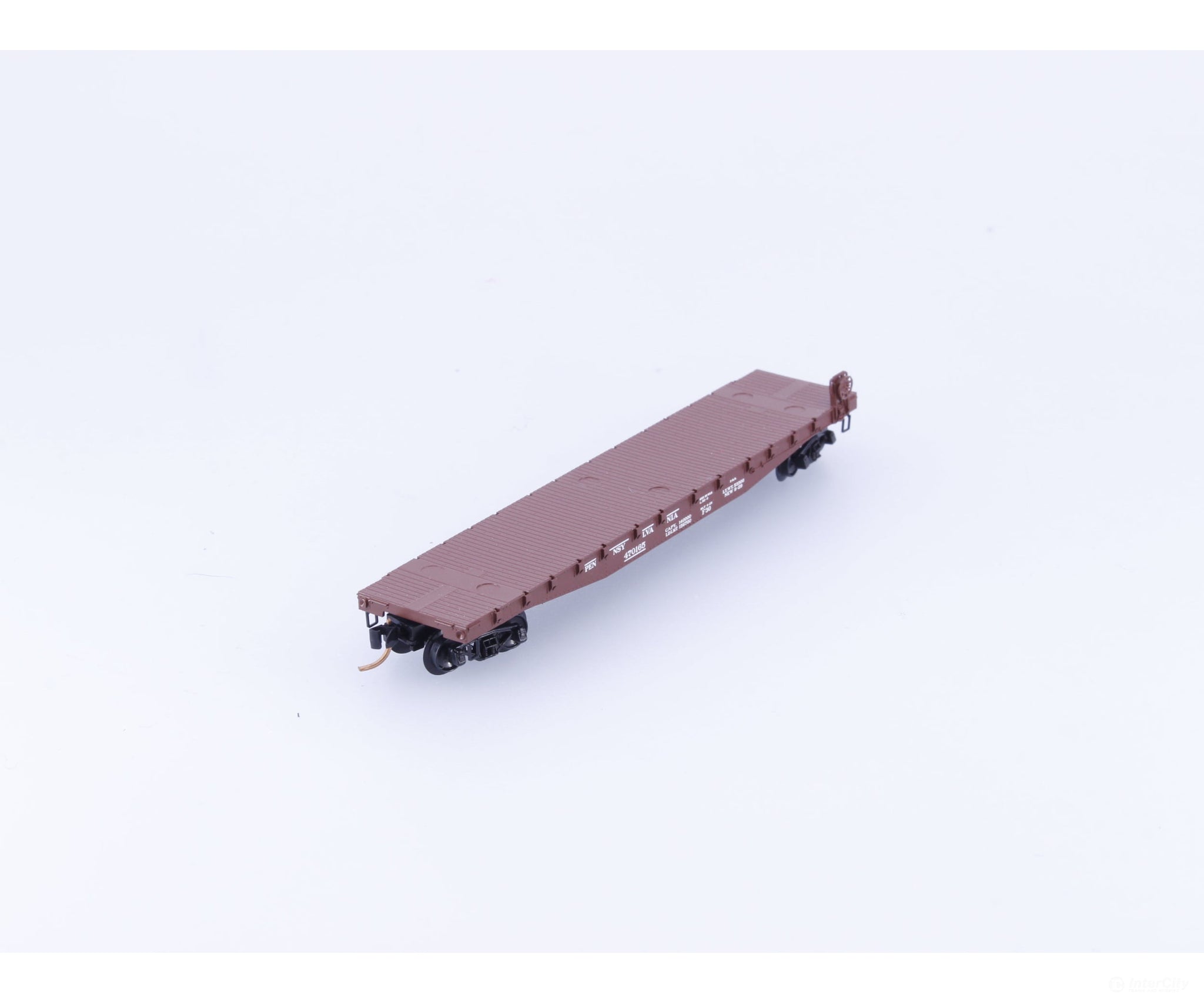 Micro Trains 45140 N 50’ Flat car Fishbelly Side w/Side Mount Brake Wheel Pennsylvania Railroad (PRR) 470165 - Freight