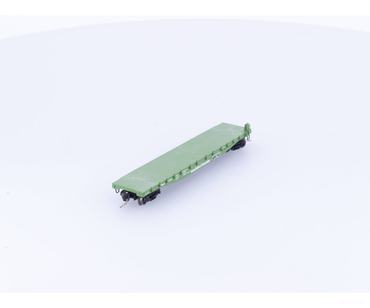 Micro Trains 45200 N 50’ Flat car Fishbelly Side w/Side Mount Brake Wheel #2 Burlington Northern (BN) 612765 - Freight