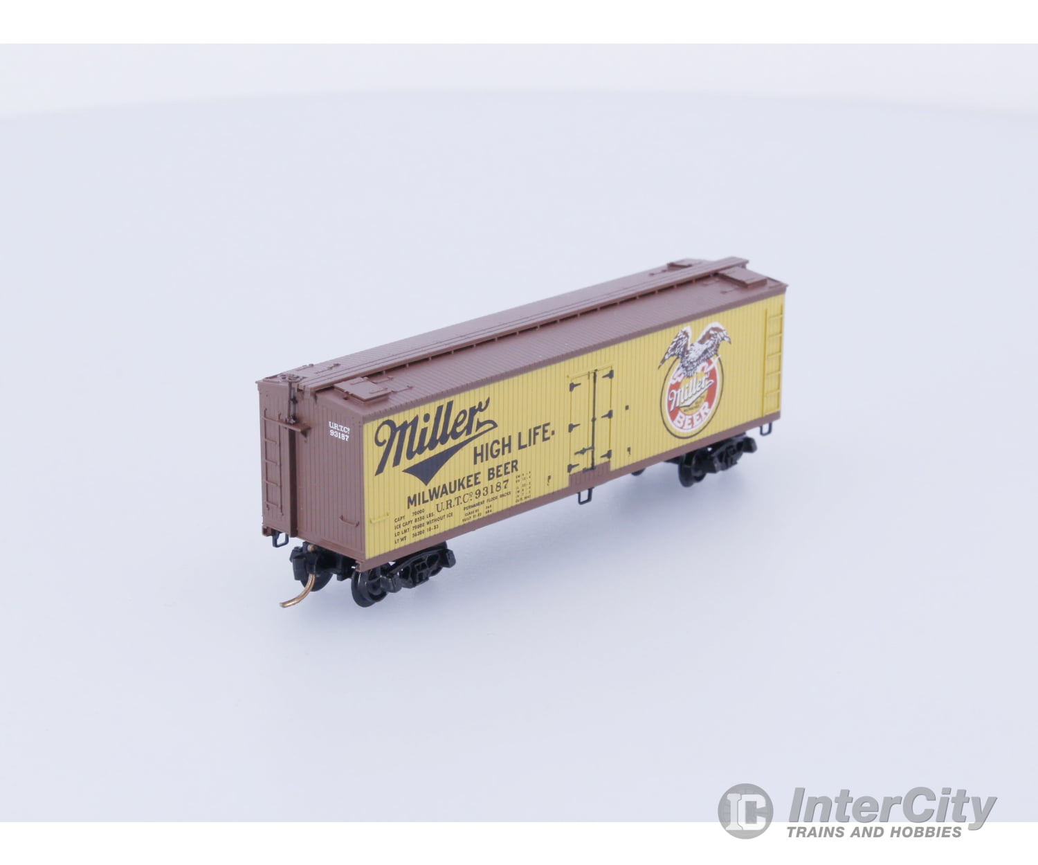 Micro Trains 49410 N Reefer Ice 40’ Wood Miller Brewing URTC 93187 Freight Cars