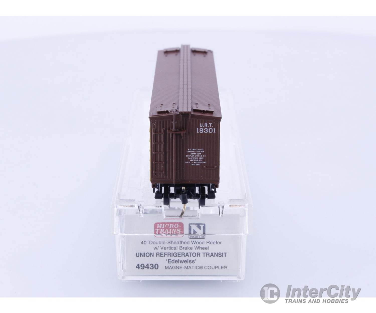 Micro Trains 49430 N Reefer Ice 40’ Wood Drink Edelweiss Brew URT 18301 Freight Cars