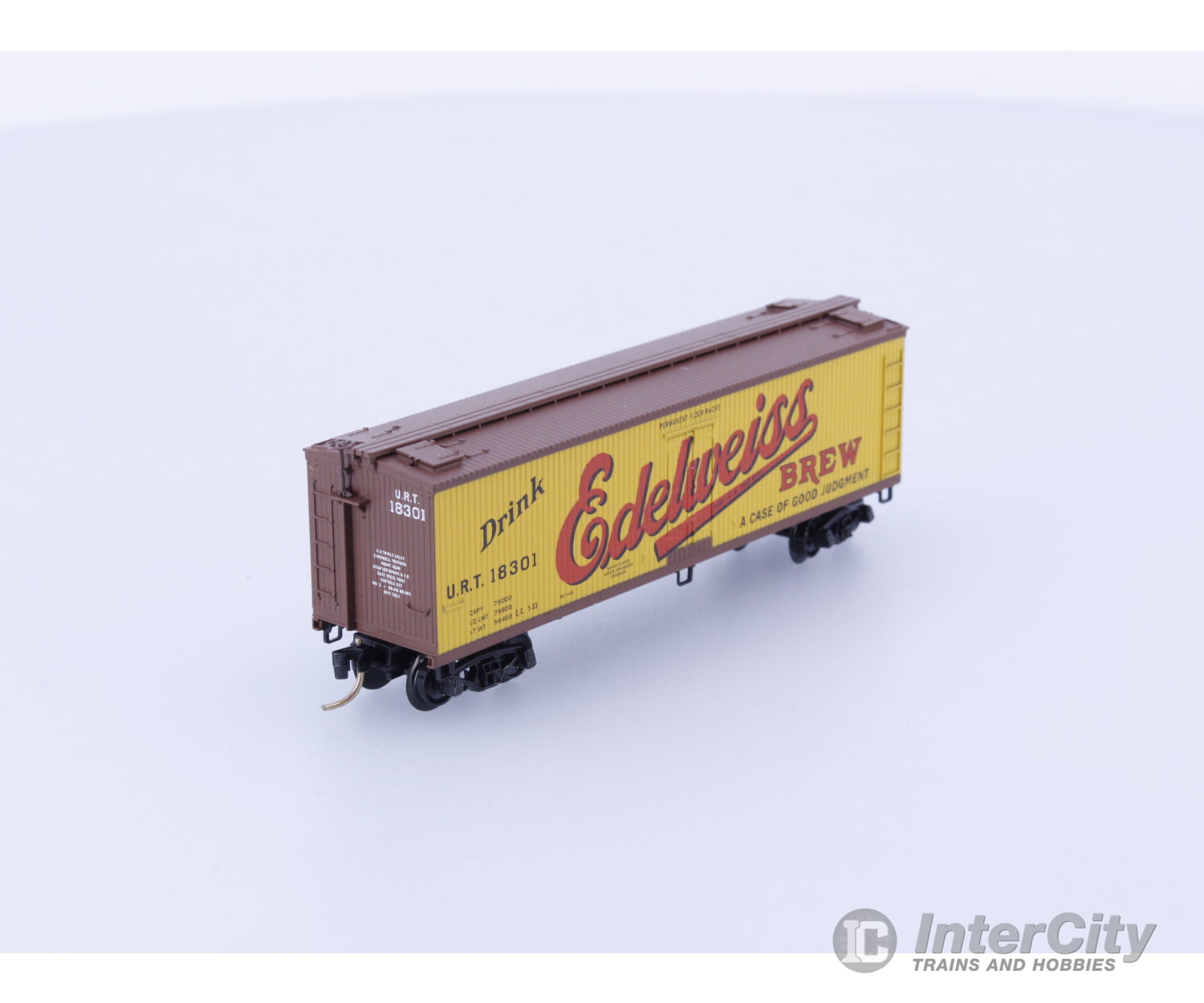 Micro Trains 49430 N Reefer Ice 40’ Wood Drink Edelweiss Brew URT 18301 Freight Cars