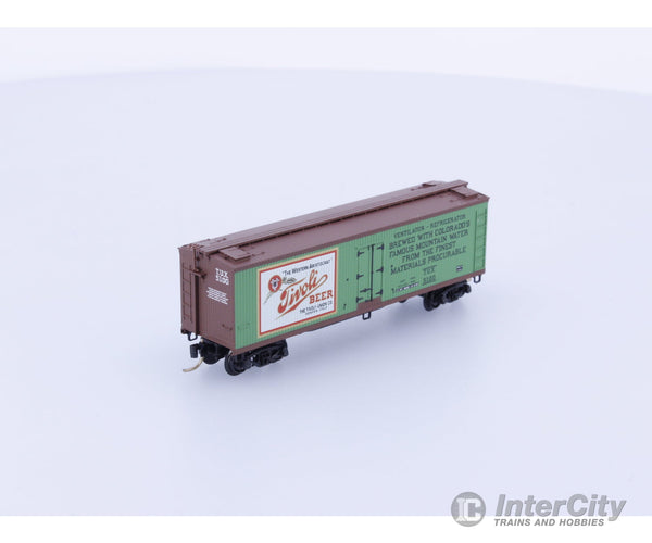 Micro Trains 49440 N 40’ Double-Sheathed Wood Reefer w/Vertical Brake Wheel Tivoli Beer 5100 Freight Cars
