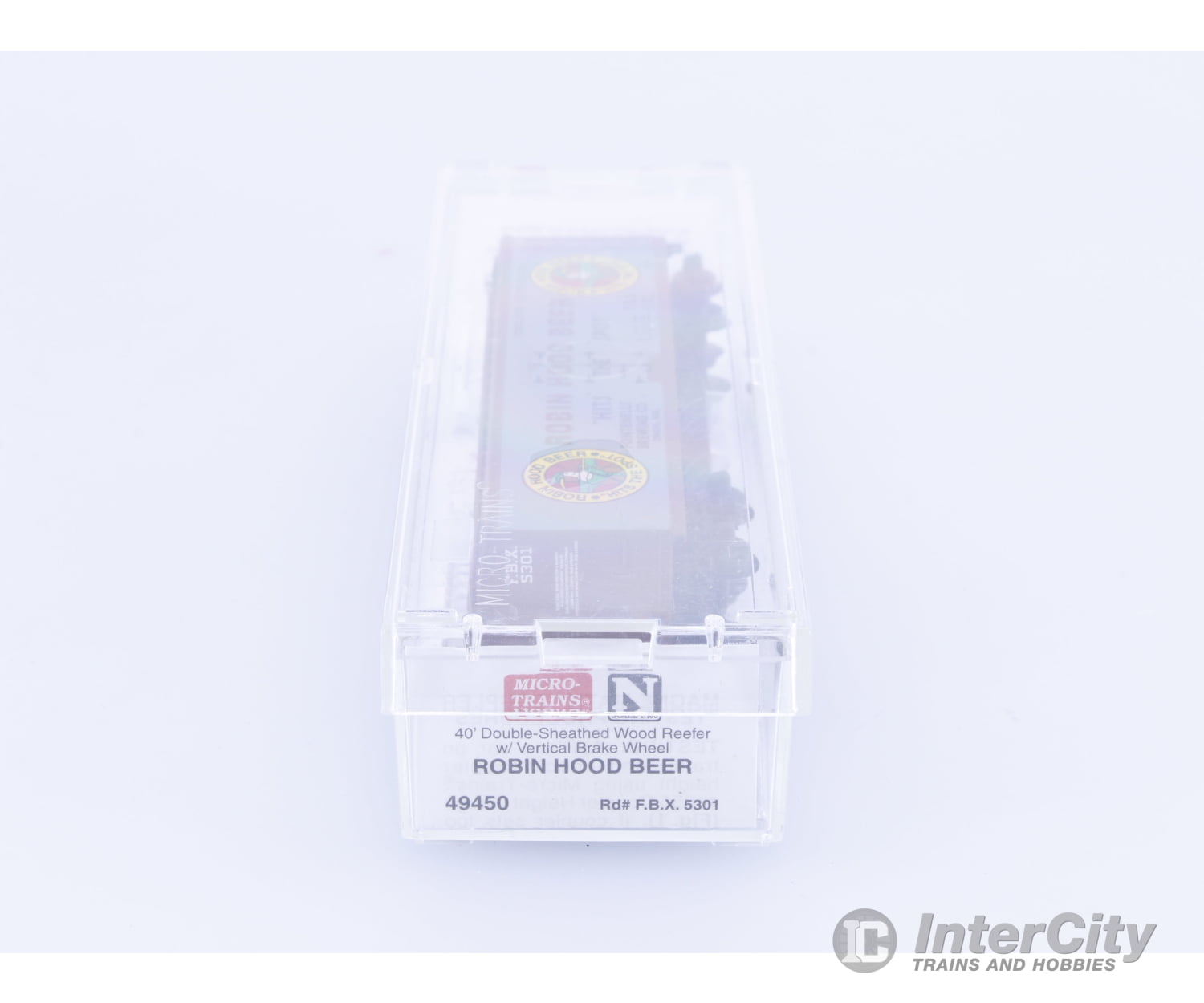 Micro Trains 49450 N 40’ Double Sheathed Wood Reefer Robin Hood Fontenelle Brewing Company (FBX) 5301 Freight Cars