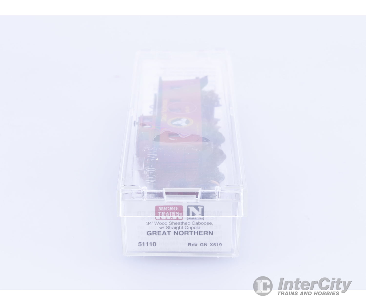 Micro Trains 51110 N 34’ Wood Sheathed Straight Cupola Caboose Great Northern (GN) X619 Freight Cars
