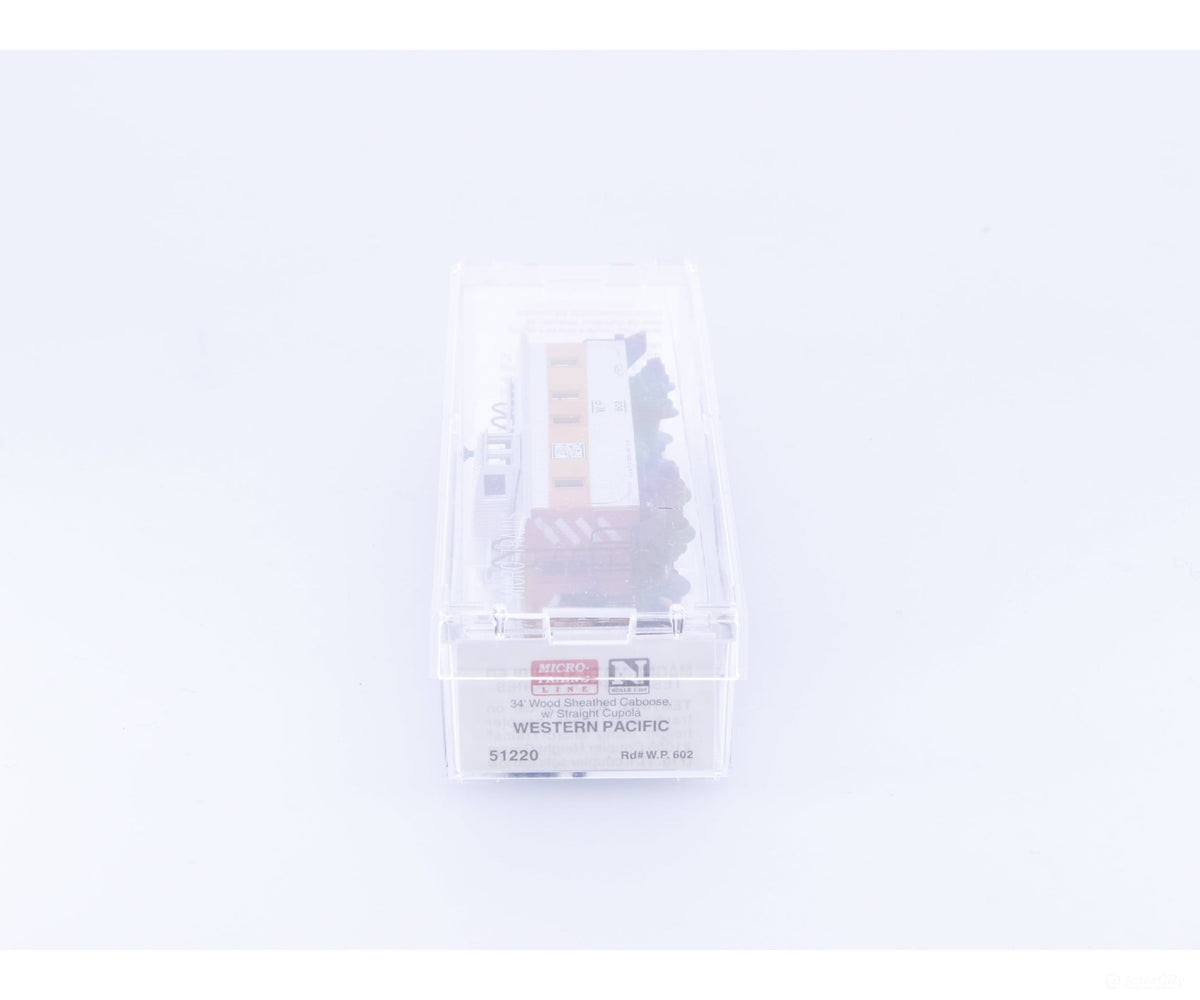 Micro Trains 51220 N 34’ Wood Caboose w/ Straight Cupola Western Pacific (WP) 602 - Freight Cars