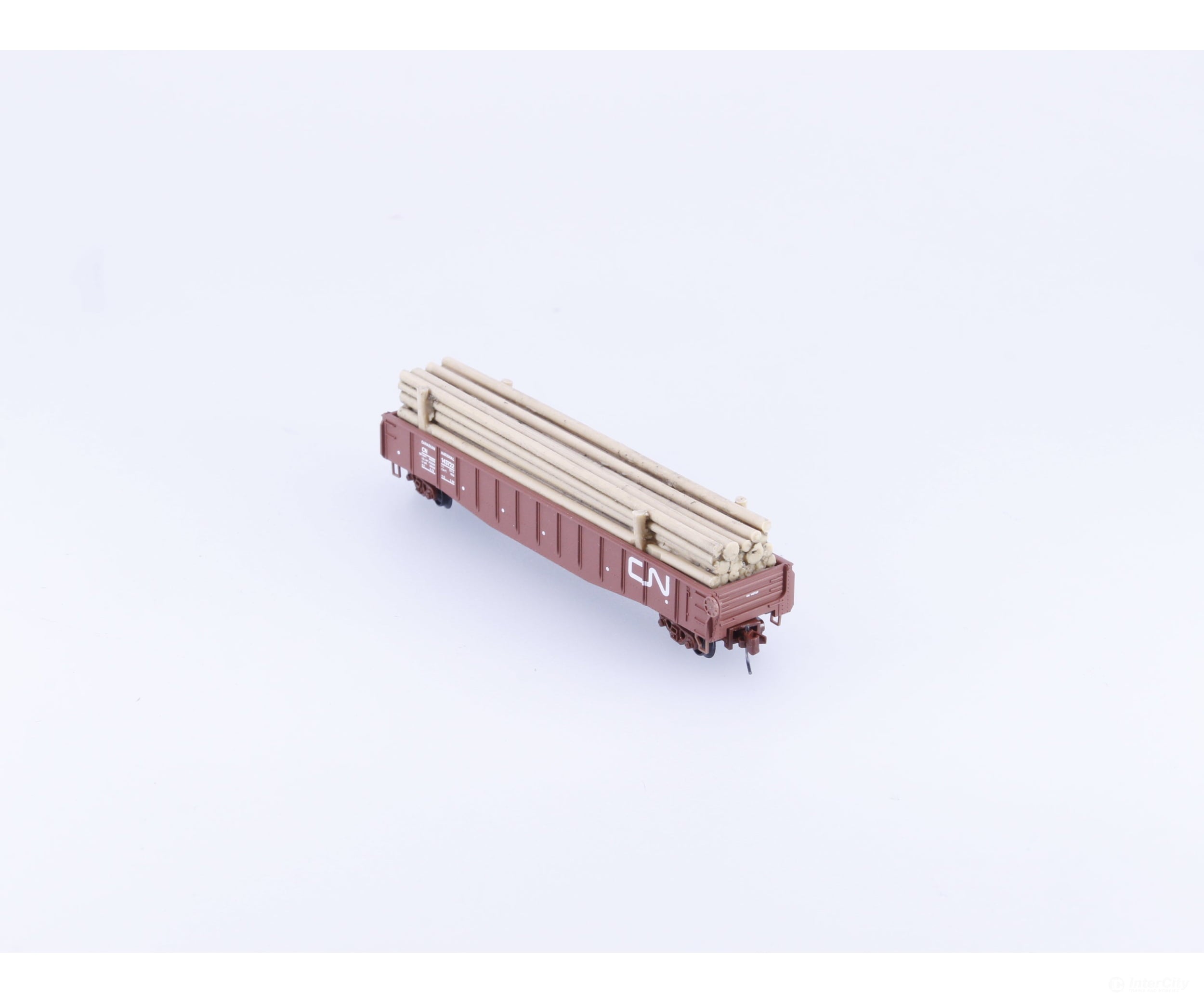 Micro Trains 52200140 Z 50’ Gondola Fishbelly Side Drop Ends w/ Log Load Canadian National (CN) 143722 - Freight Cars