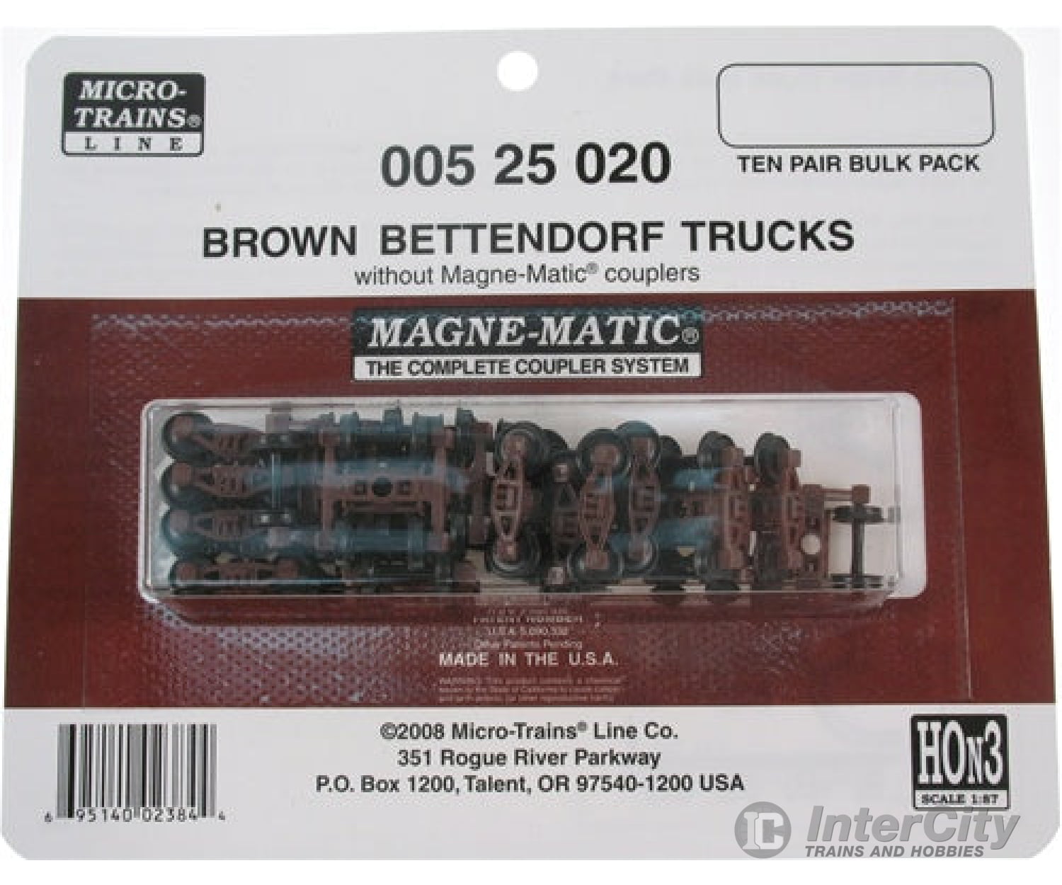 Micro Trains 525020 Bettendorf Trucks - Less Couplers (Brown) 10 Pairs &