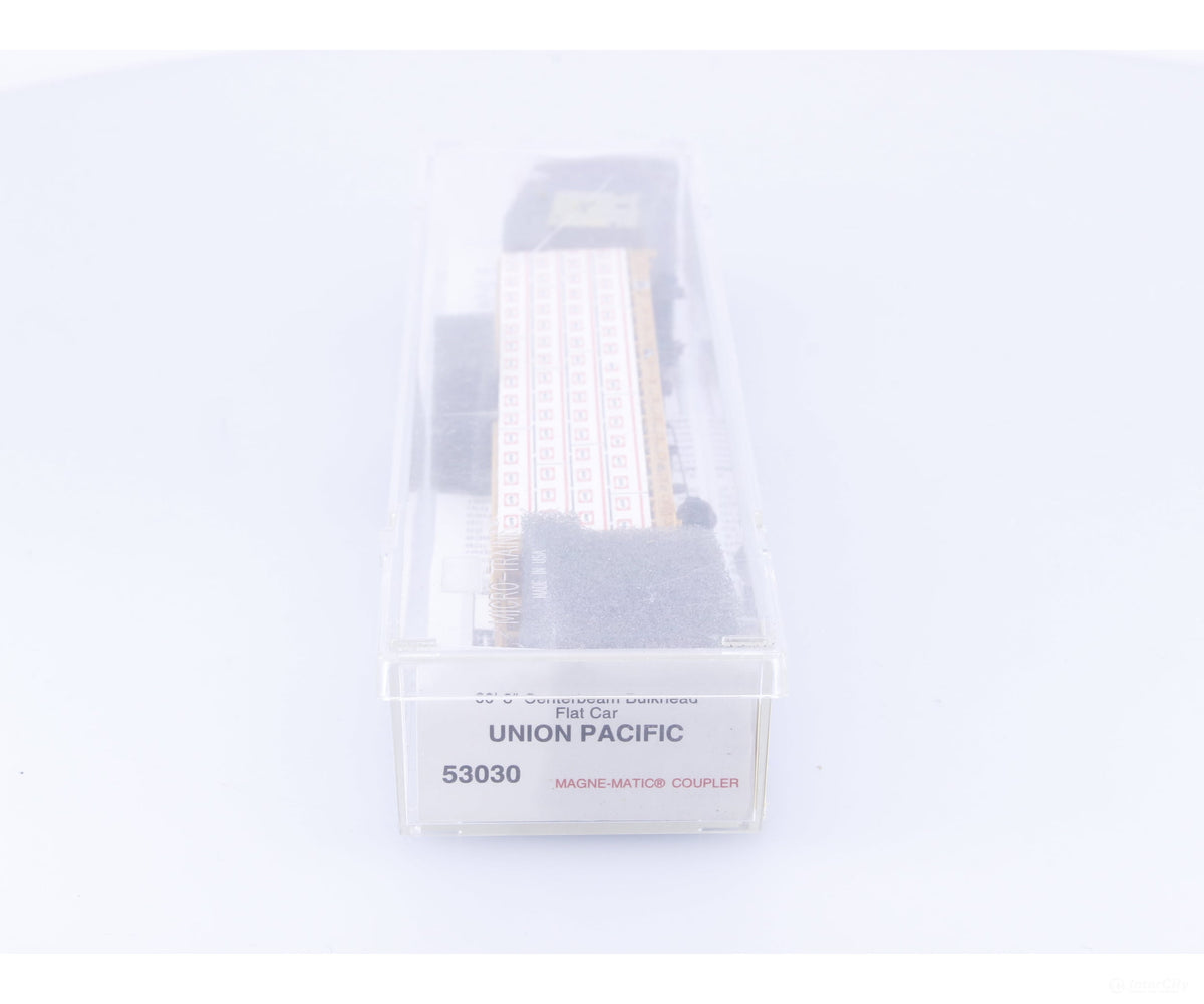 Micro Trains 53030 N 60’ 8’’ Centerbeam Flat Car W Load Union Pacific (UP) 217009 - Freight Cars
