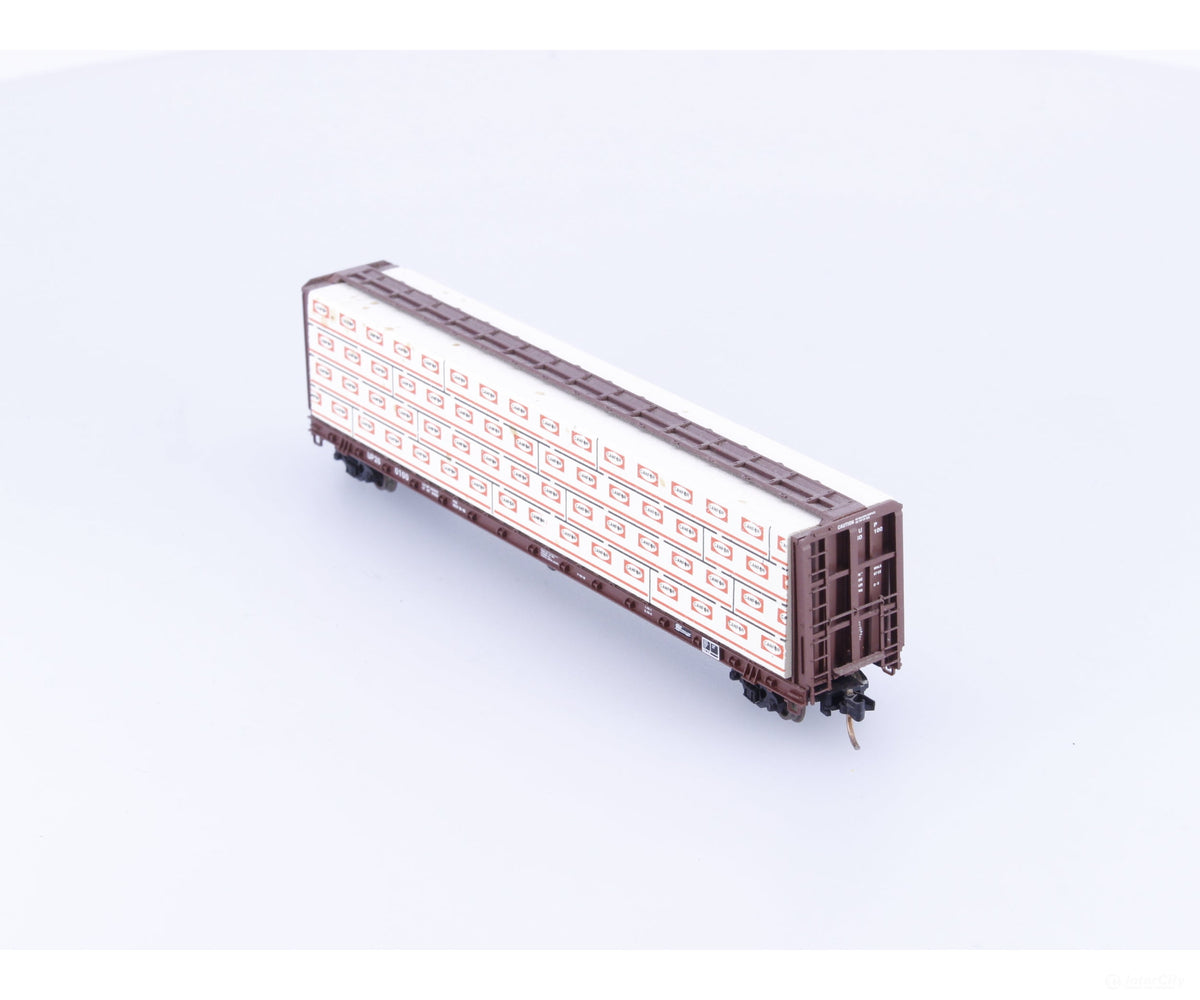 Micro Trains 53710 N 60’8’’ Thrall Centerbeam Flatcar with Canfor Wrapped Lumber Load Union Pacific (UP) 260100