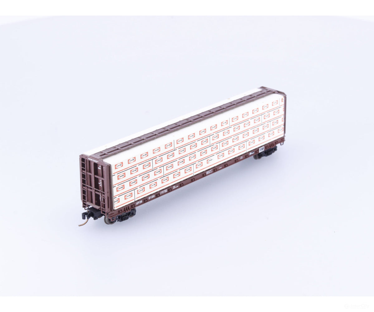 Micro Trains 53710 N 60’8’’ Thrall Centerbeam Flatcar with Canfor Wrapped Lumber Load Union Pacific (UP) 260100
