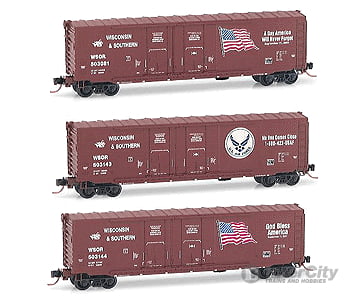 Micro Trains 75102 Mtl Wisconsin Southern Wsor 9/11 Commemorative 50 Ft 3 Pack Freight Cars