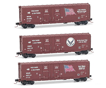Micro Trains 75102 Mtl Wisconsin Southern Wsor 9/11 Commemorative 50 Ft 3 Pack Freight Cars