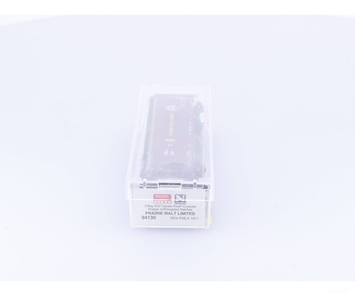 Micro Trains 94130 N 3 Bay Covered Hopper Car Prairie Malt (PMLX) 1011 - Freight Cars