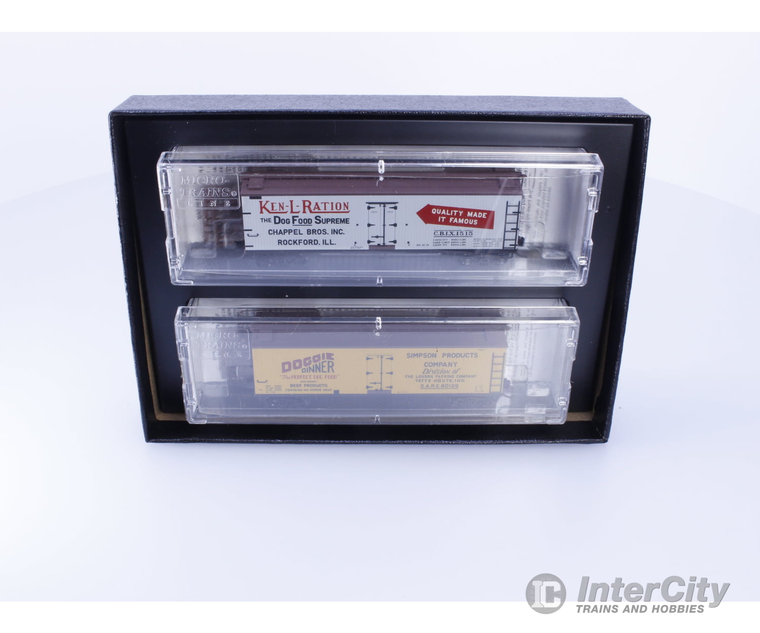 Micro Trains 99302190 N 40’ Dog Food Reefer 2 Pack (CBIX & GARE) 1516,60129 Freight Cars