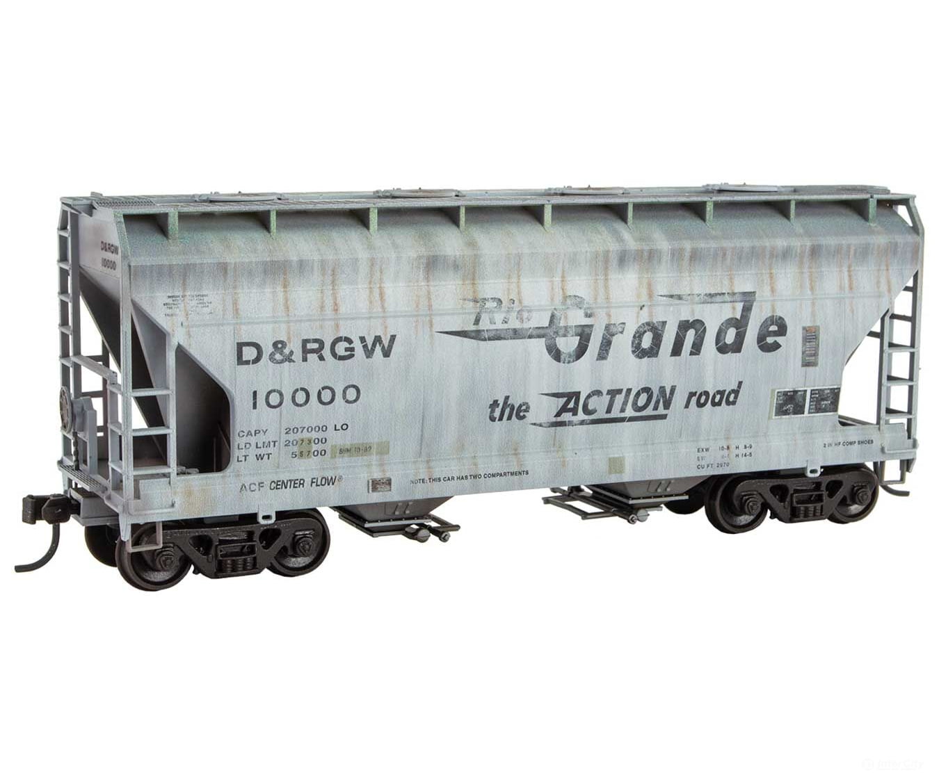 Micro Trains Ho 2200005 Acf 2-Bay Covered Hopper - Ready To Run Denver & Rio Grande Western #10000