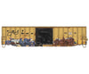 Micro Trains HO 5600003 50’ Exterior-Post Modern Boxcar - Kit - Railbox #33960 (Weathered yellow black graffiti)