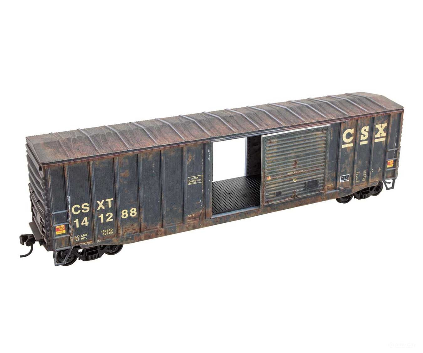 Micro Trains HO 5600005 50’ Exterior-Post Modern Boxcar - Kit - CSX #141288 (Weathered blue yellow) Freight Cars