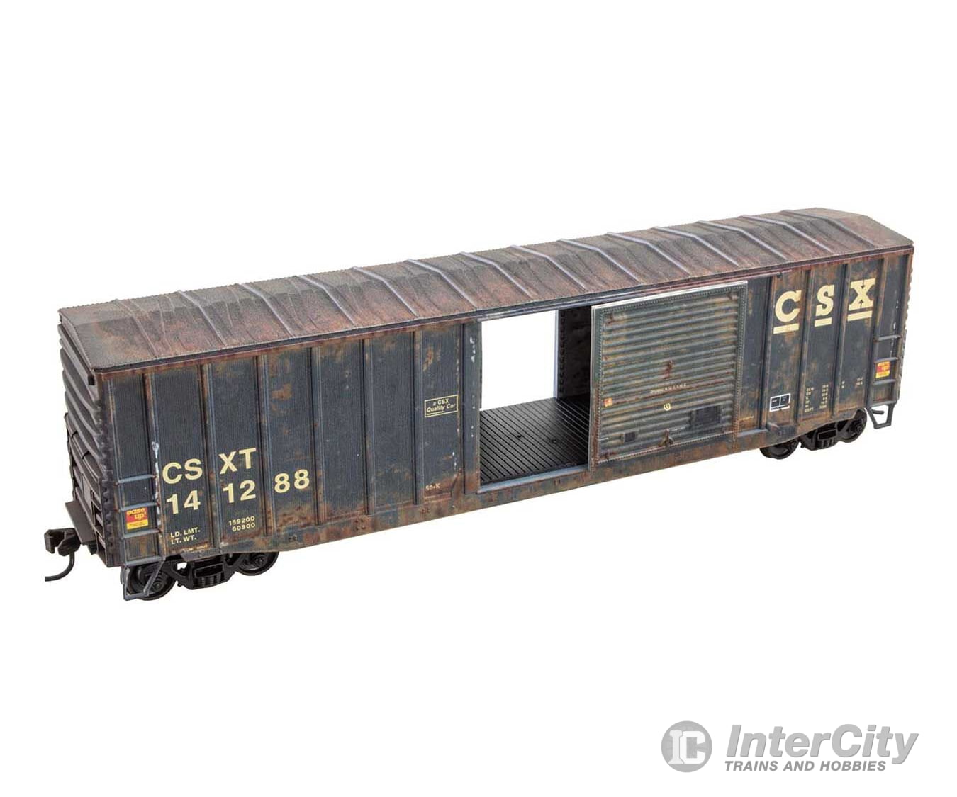 Micro Trains HO 5600005 50’ Exterior-Post Modern Boxcar - Kit - CSX #141288 (Weathered blue yellow) Freight Cars
