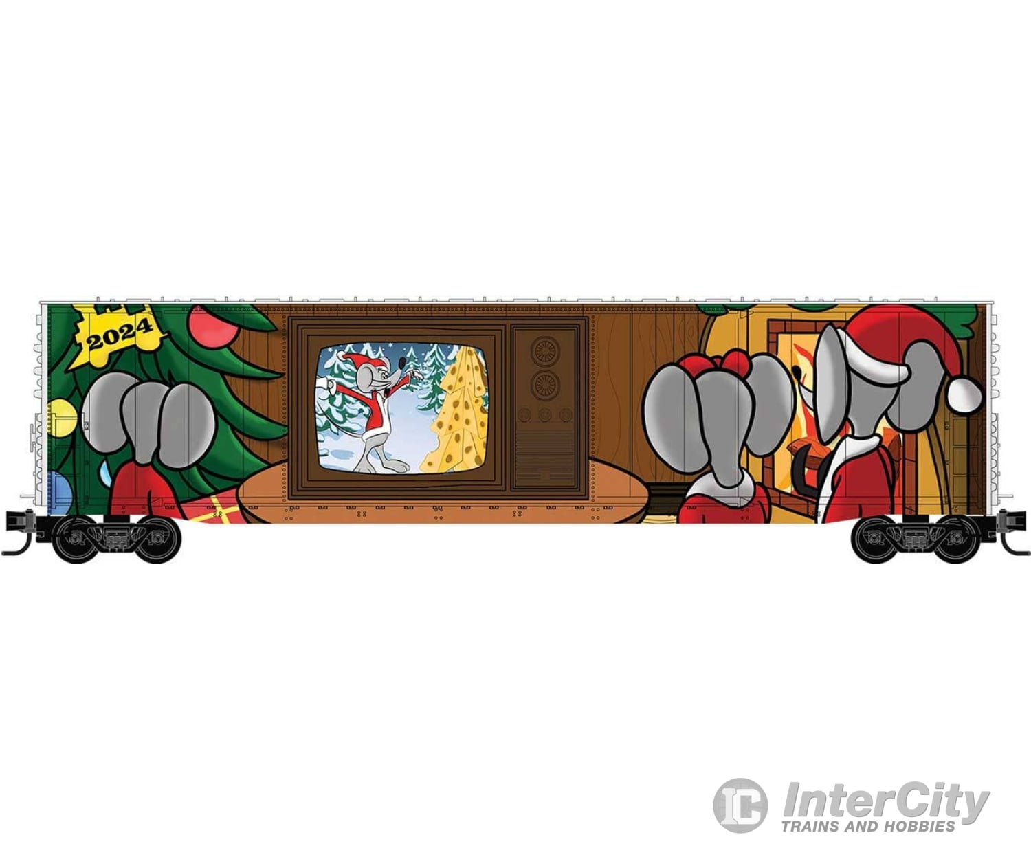 Micro Trains Ho 5900001 50’ Boxcar 2024 Micro-Mouse Christmas W/Tv Door (Kit) Freight Cars