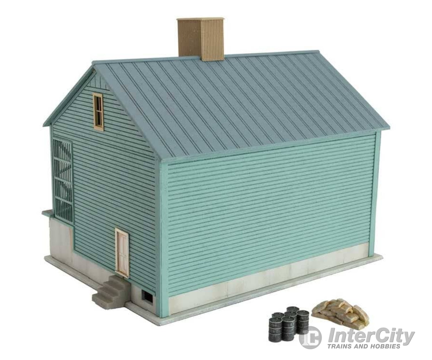 Micro Trains Ho 90056010 Grain Storage Building W/40’ Boxcar - Kit Unpainted Structure Boxcar