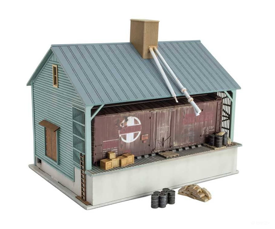 Micro Trains Ho 90056010 Grain Storage Building W/40’ Boxcar - Kit Unpainted Structure Boxcar