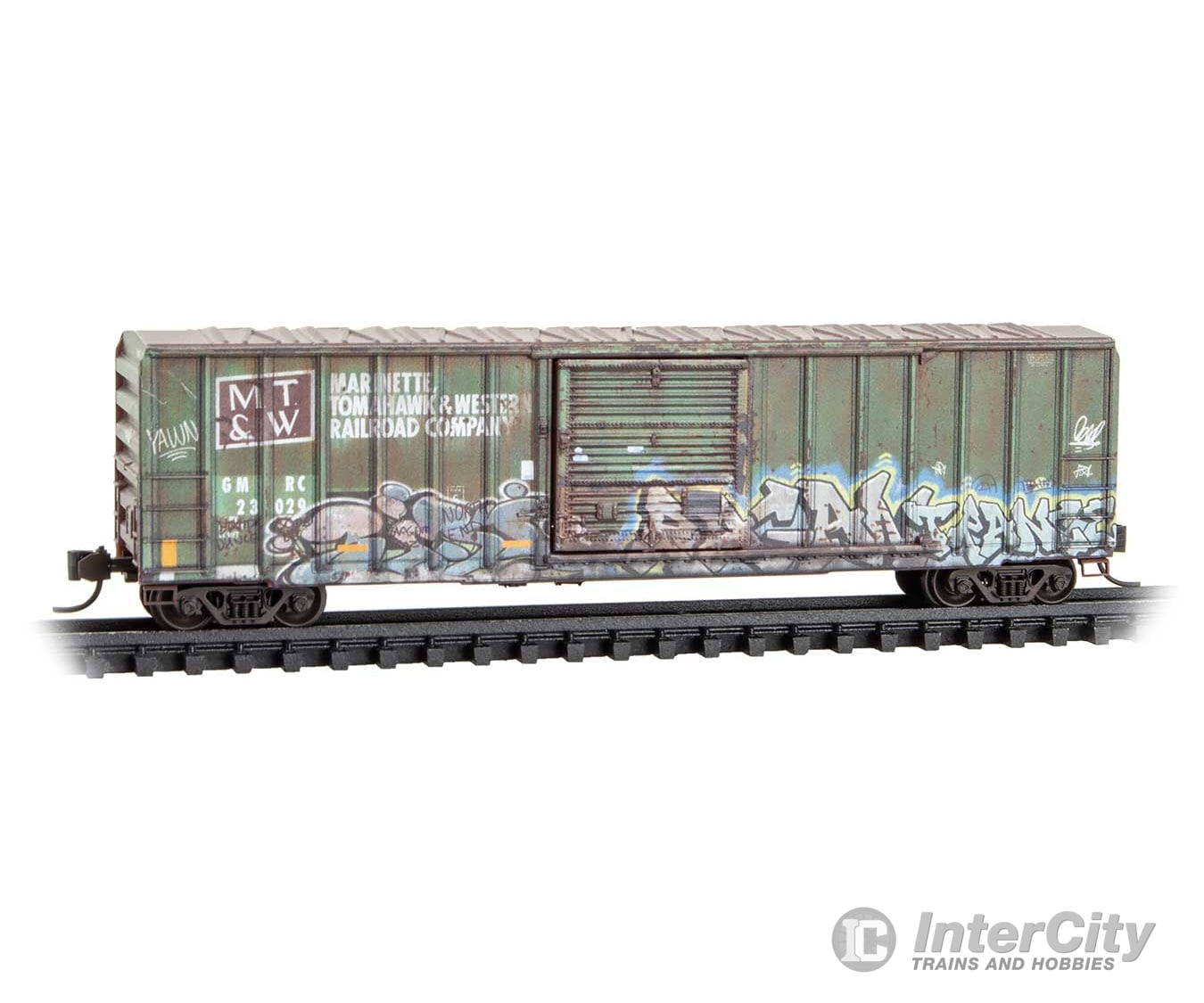 Micro Trains Line N 2544376 50’ Rib-Side Single-Door Boxcar No Roofwalk Green Mountain #23029