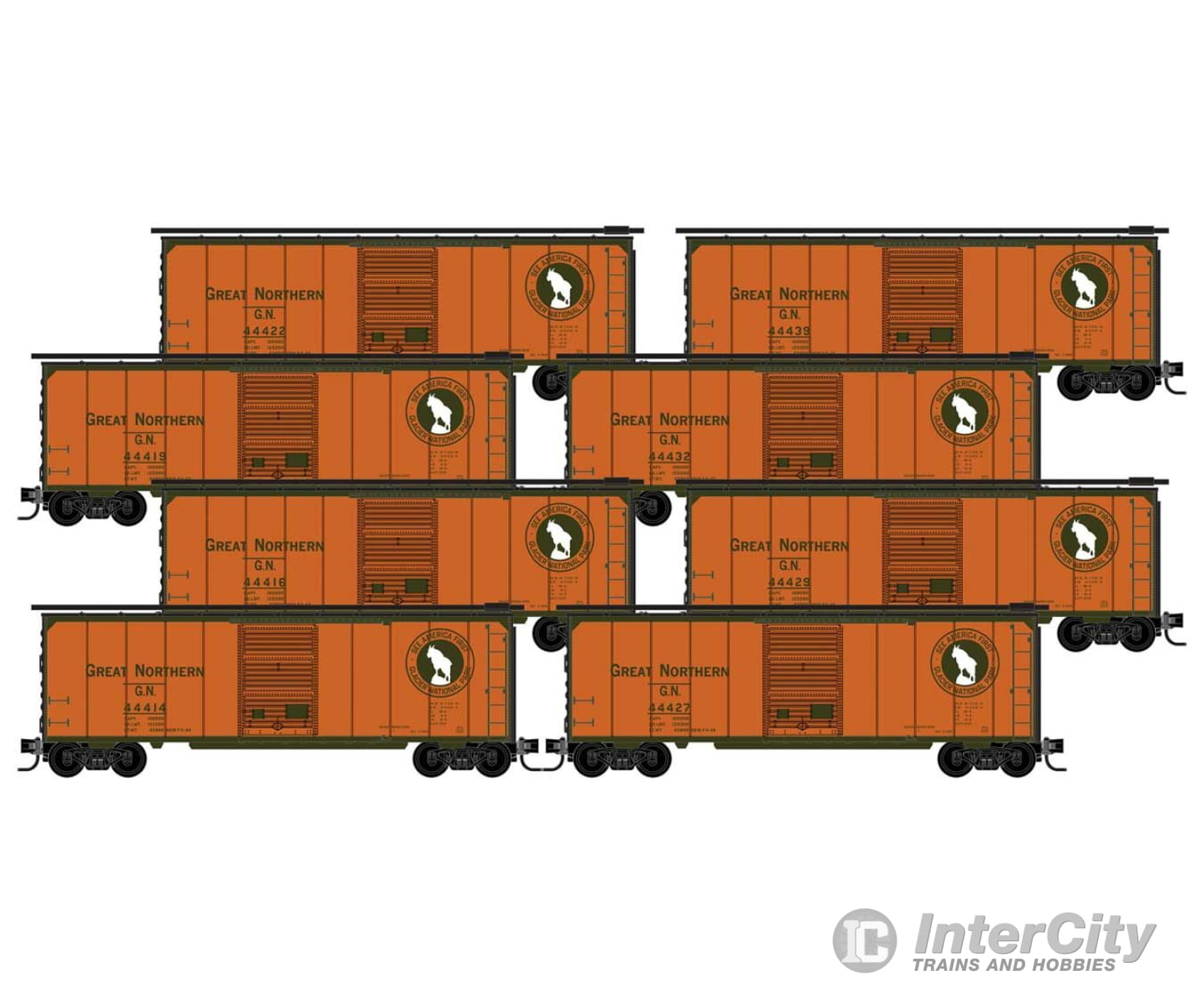 Micro Trains Line N 40 Single-Door Boxcar - Ready To Run Great Northern (Orange Green See America