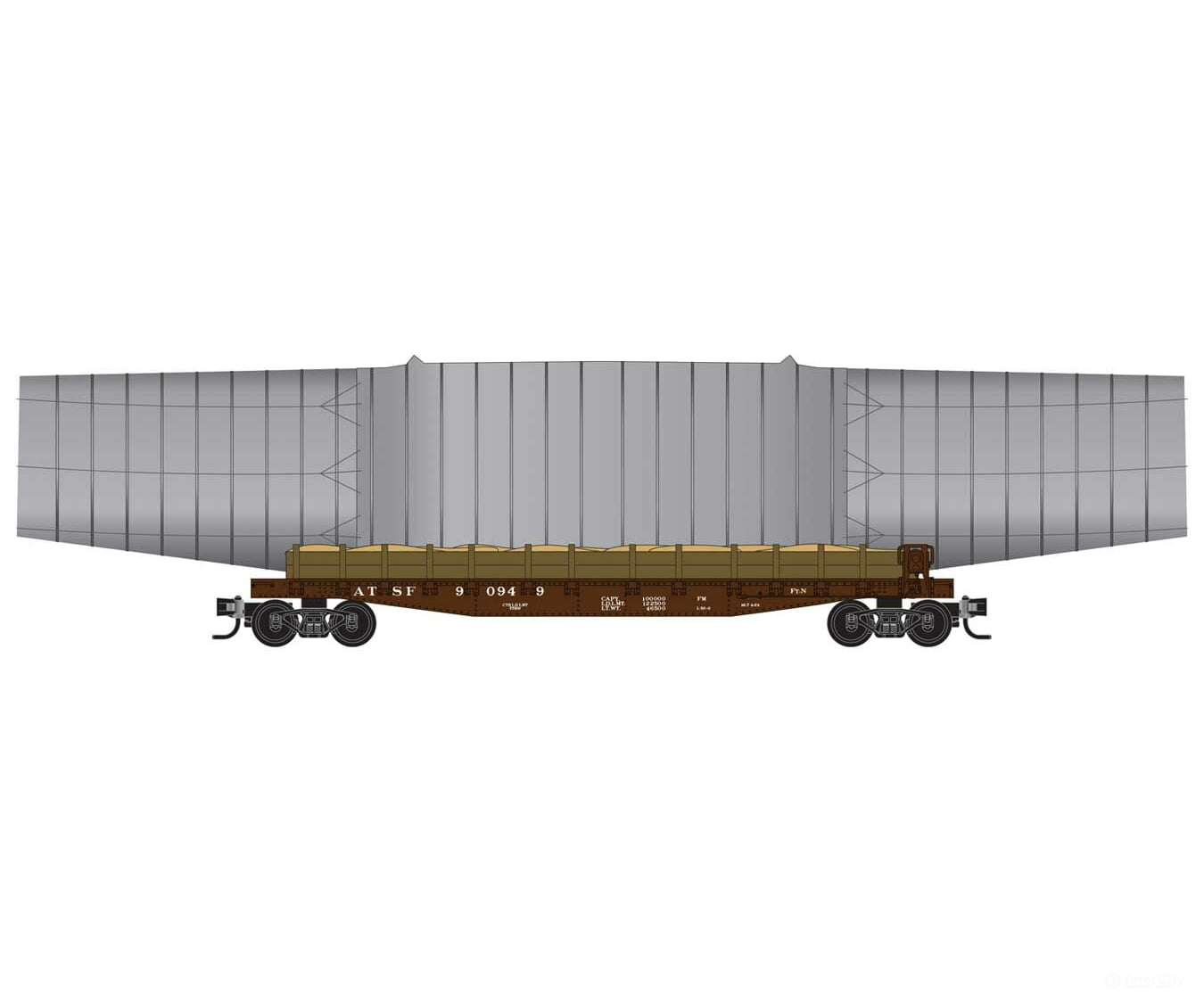 Micro Trains Line N 50 Wing Carrier Flatcar Set With Loads - Kit Union Pacific 57066 57074 Santa Fe