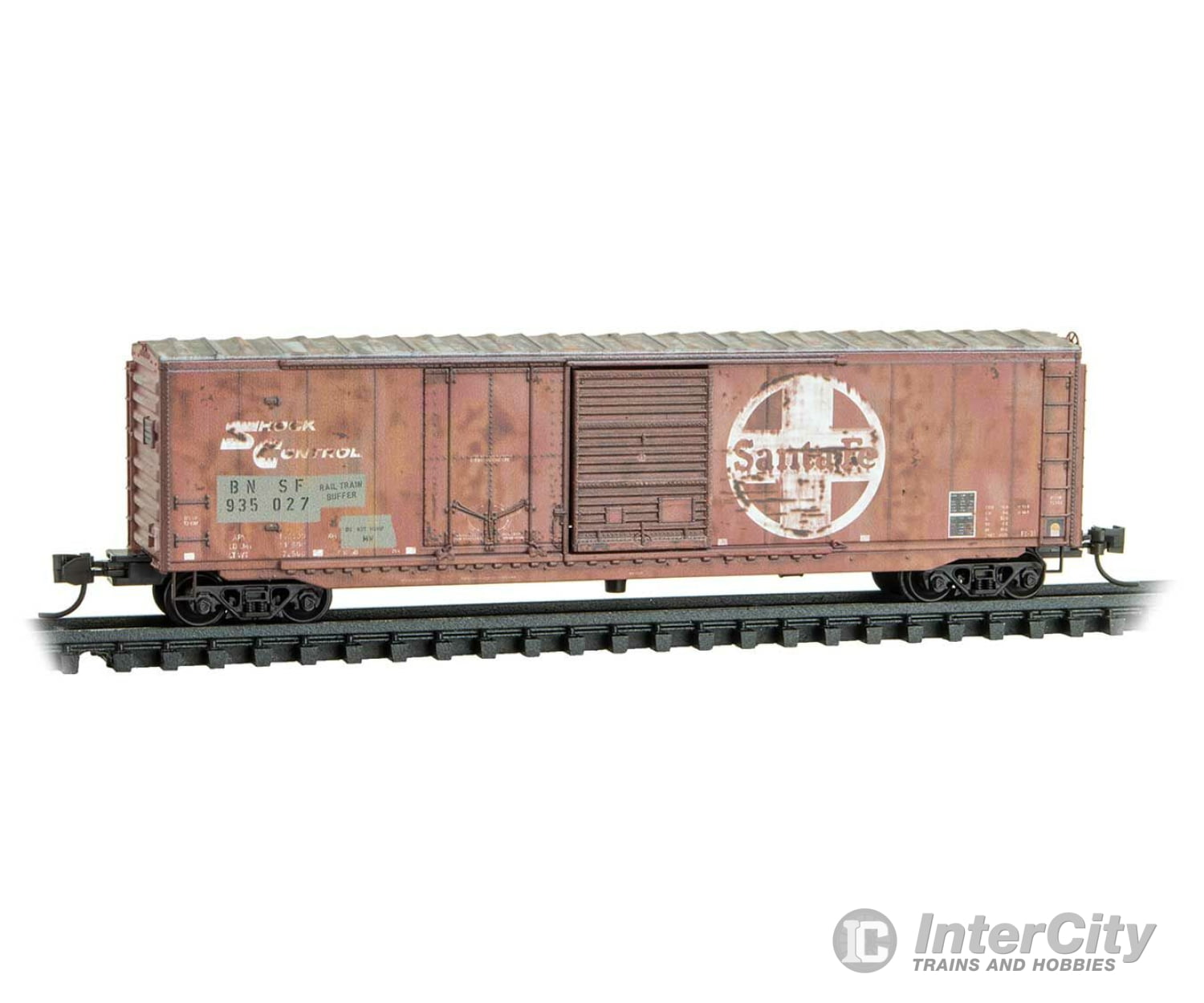 Micro Trains Line N 7644150 50’ Plug & Sliding Door Boxcar No Roofwalk - Ready To Run -- Bnsf