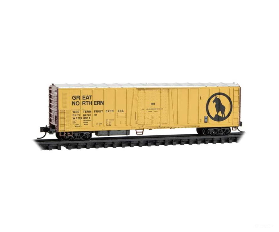 Micro Trains Line N 8100062 Pc&F Class R-70-13 Steel Mechanical Reefer No Roofwalk - Great Northern