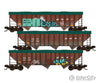 Micro Trains Line N 98302252 100-Ton 3-Bay Ribside Open Hopper W/Tarp 3-Pack - Ready To Run Bnsf