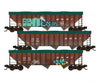 Micro Trains Line N 98302252 100-Ton 3-Bay Ribside Open Hopper W/Tarp 3-Pack - Ready To Run Bnsf