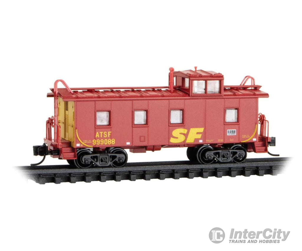 Micro Trains N 10000620 36’ Riveted-Steel Cupola Caboose - Ready to Run - Santa Fe #999088 (SPSF Merger Scheme red