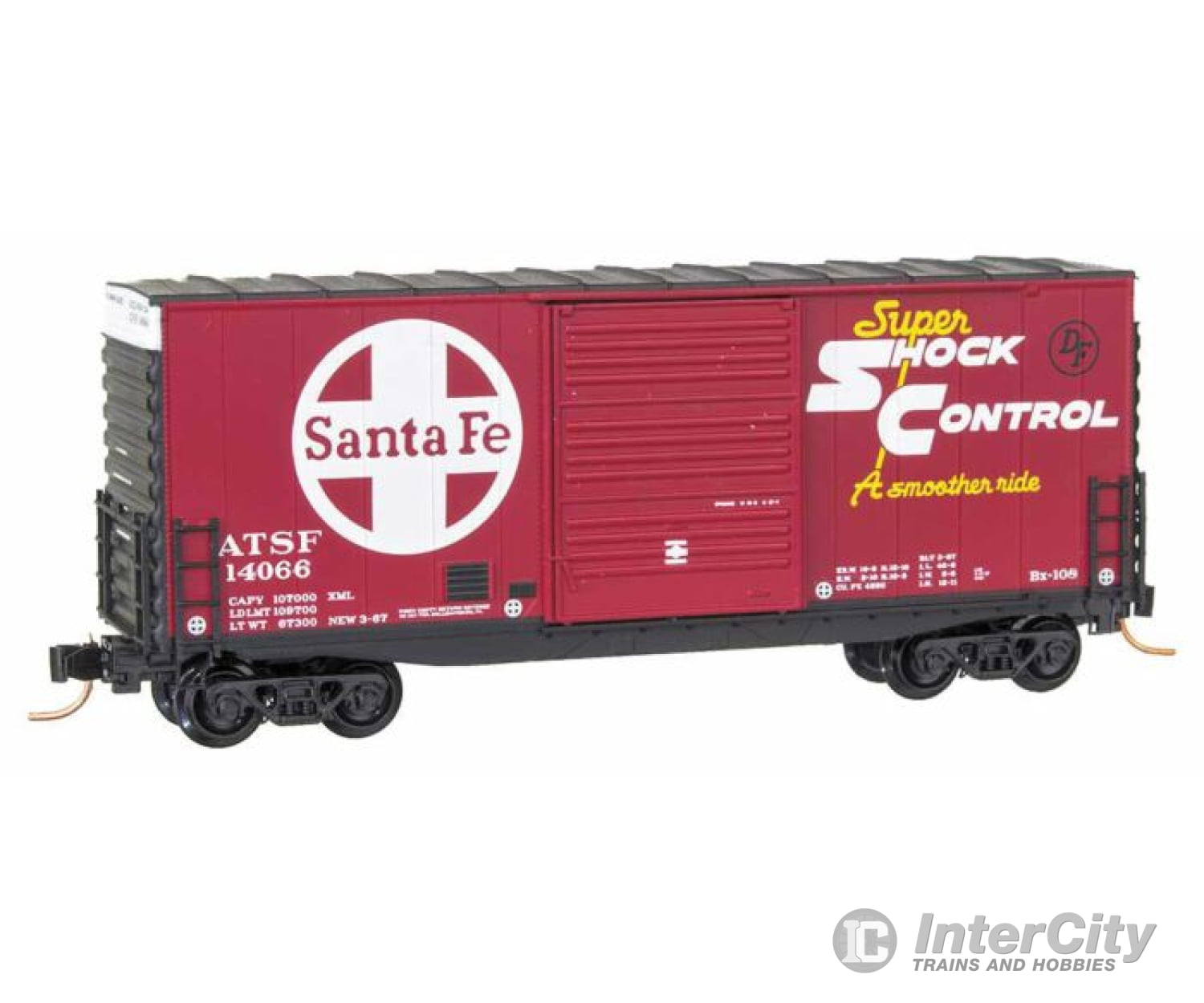 Micro Trains N 10100050 Pullman-Standard 40 Hy-Cube Boxcar - Ready To Run -- Santa Fe #14066 (Red