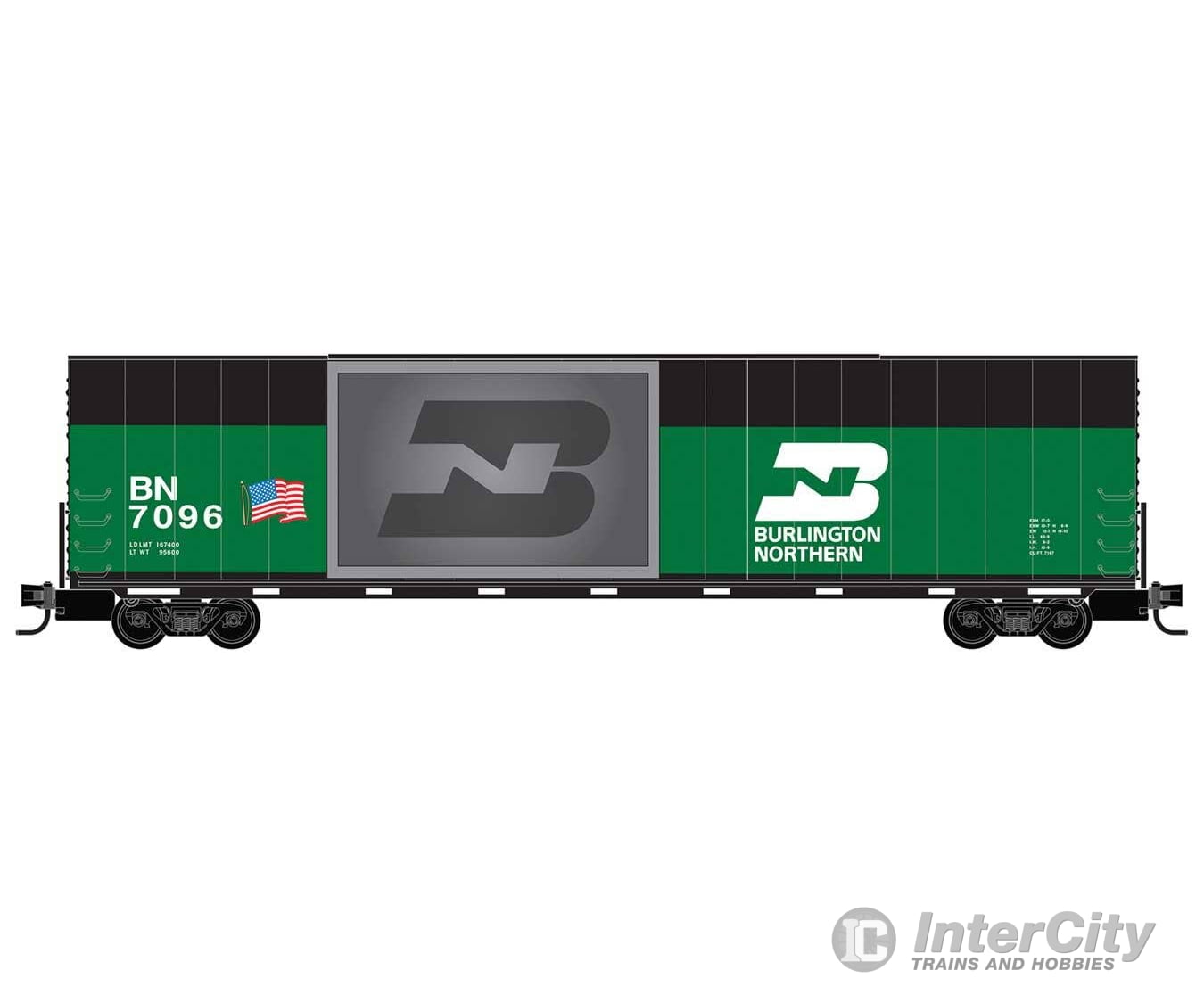 Micro Trains N 10200851 Modified 60’ Excess-Height Double-Plug-Door Boxcar - Ready-to-Run - Burlington Northern #7096