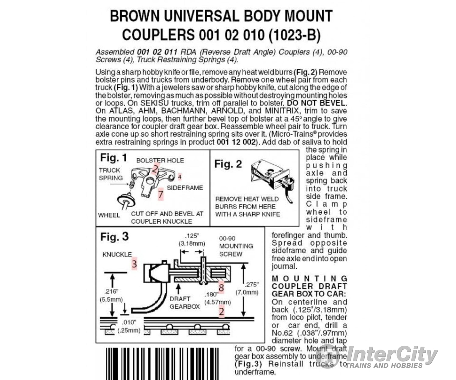 Micro Trains N 102010 Magne-Matic Coupler W/Body Mount Draft Gear - 2 Pairs -- Assembled; Brown