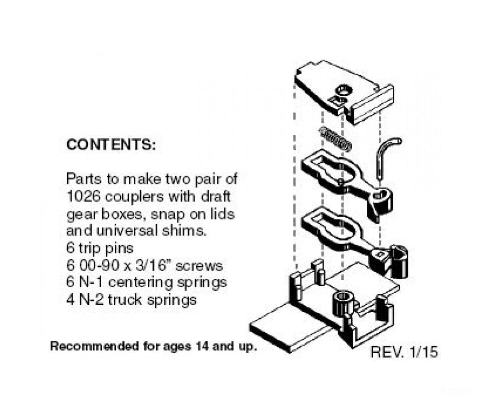 Micro Trains N 102013 Body Mount Couplers -- For Flat Cars & Gondolas 2 Pairs Trucks