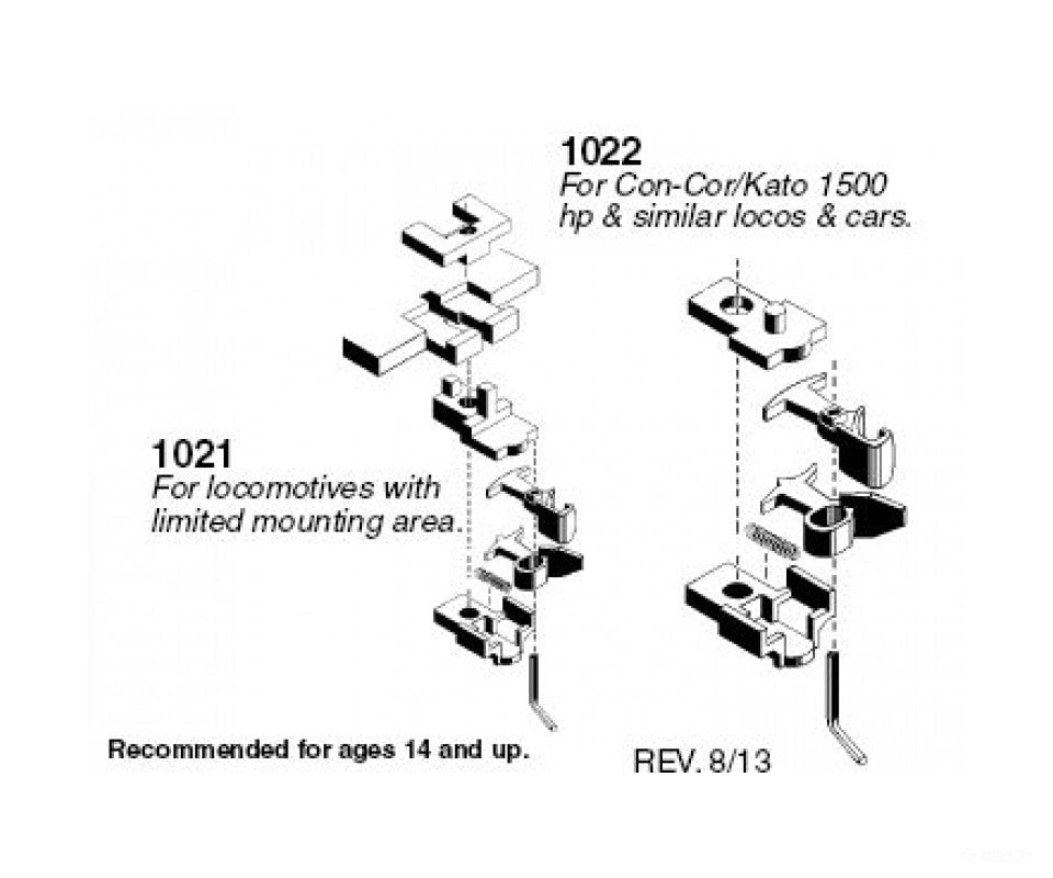 Micro Trains N 102021 Body Mount Couplers -- Low/Short Profile 2 Pairs & Trucks