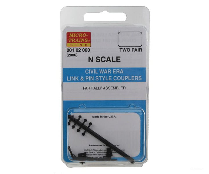 Micro Trains N 102060 Body Mount Couplers -- Link & Pin Style 2 Pair Trucks