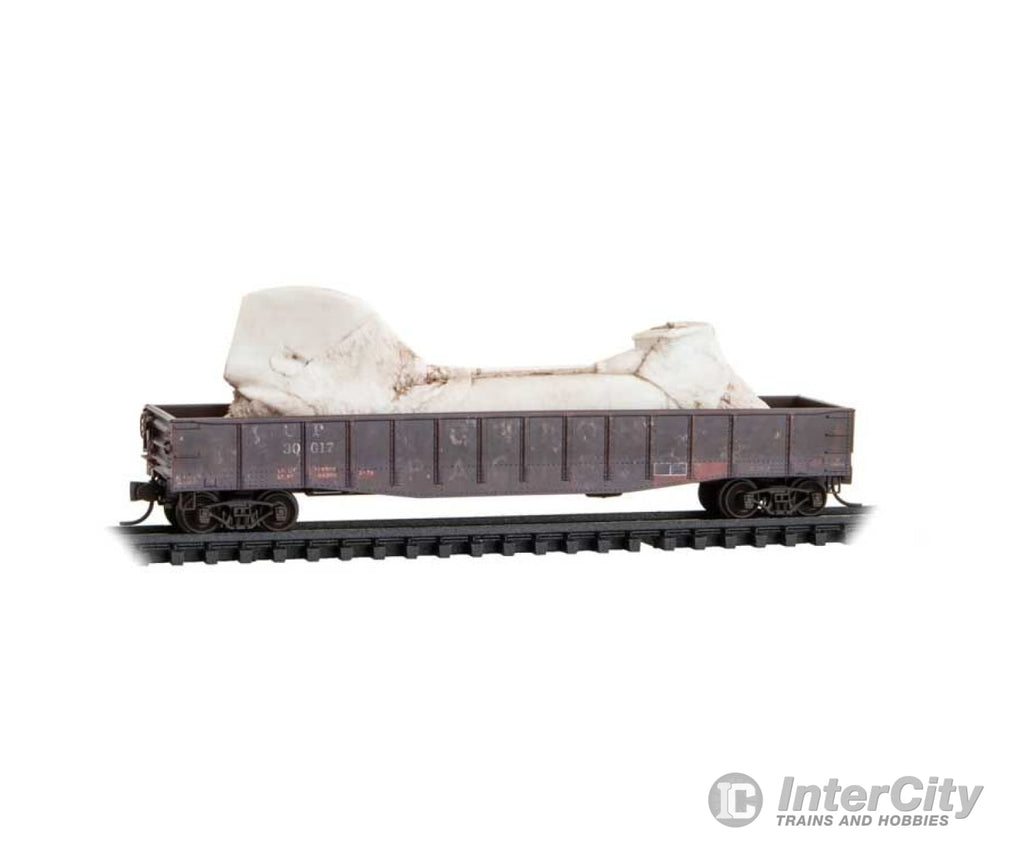 Micro Trains N 10544271 50’ 15-Panel Fixed-End Gondola with Helicopter Part Load - Union Pacific #30017 (Weathered