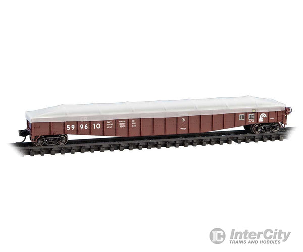 Micro Trains N 10700141 65’ Mill Gondola with Drop Ends & Tarp Load Cover Kit - Conrail #599610 (Boxcar Red) Freight