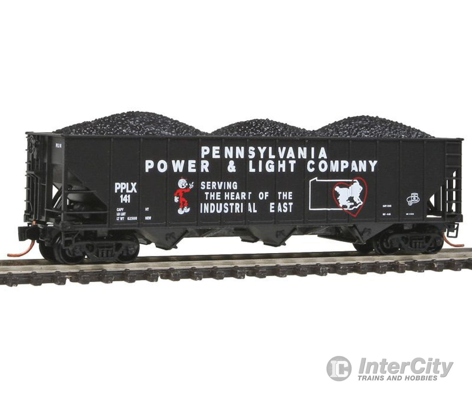 Micro Trains N 10800230 100-Ton 3-Bay Ribside Open Hopper W/Coal Load - Ready To Run -- Pennsylvania