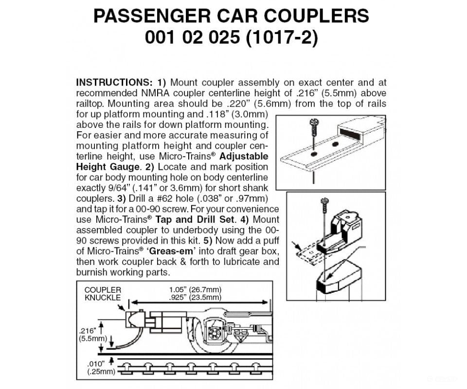 Micro Trains 110004 1017-2 Coupler - Assembled Black 10 Pair Couplers & Trucks